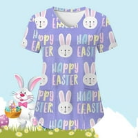 Ženske poliesterne majice Ženske majice Žene Ležerne prilike Easter Bunny Ispis kratki rukav V izrez