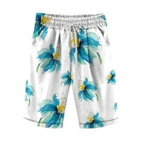 Žene cvjetni printski otisci visokog struka Plus veličine kratke hlače na plaži pamučne posteljine pantalone