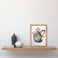 Emajlirani čajni čajnik čajnik čajnik na folklornim umjetnošću Vodeno-boja umjetnička djela uokvirena