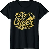 Cheer mama najveća navijačica navijača crna žuto zlato pom pom majica crna 4x-velika