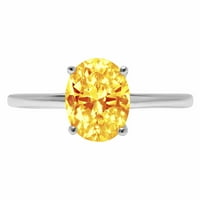 2. CT sjajan ovalni rez prozirni simulirani dijamant 18k bijeli zlatni pasijans prsten sz 6.75