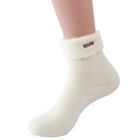 Yinguo zimska čvrsta boja pletene plišane tople čarape Početna Čarapa Ski ScOws Socks