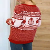 Peyakidsaa božićni duks za žene dugih rukava GEOMETRIJSKA PRINT pulover Lagana majica