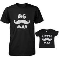 Veliki muškarac i mali muškarac tata i bebe koji odgovaraju majicama