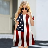 Djeca dječja dječja djevojaka Proljeće Ljeto Ispis Kratki rukav Aktivna modna modna dnevna unutarnja vanjska američka nezavisnost