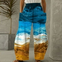 Ljetne pantalone za žene Ležerne prilike elastične struke labave pantalone za ispis Dame prozračne plaže Boho džepovi Duksevi