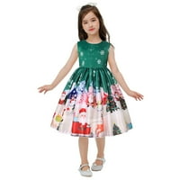Lilgiuy baby girl haljina odijela Djevojke Baby Christmas Cosplay duga suknja Santa Claus Print Princess