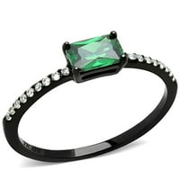 Luxe nakit dizajnira ženski crni jonski pozlaćeni prsten sa smaragdnom kubnom cirkonijom - veličine