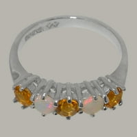 Britanci izrađeni sterling srebrni prirodni citrinski citrinski i opal Womens Obećani prsten - Opcije