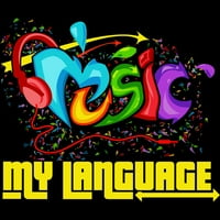 Muzika je moj jezik MENS CRNI GRAFIČKI TANK TOP - Dizajn od strane ljudi L
