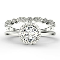 Bajk minimalisti 1. Carat Round Cut Diamond Moissanite zaručni prsten, klasični vjenčani prsten u sterlingu