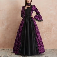 Ženske haljine za žene Gothic Goth Halloween Modni pojačav čipkasta haljina za čipke retro haljina ljubičasta