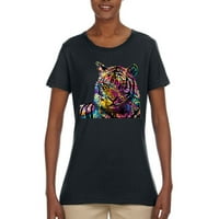 Šarene duge Tiger Ljubitelj životinja Ženska grafička majica, crna, X-velika