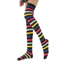 Čarape za žene Žene Rainbow Zimske tople kablove Duge čarape za čizme preko koljena bedra Visoke čarape