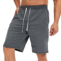 Muške kratke hlače muškarci Ležerne prilike, čvrsti džep elastični struk ravne poluvremene hlače Sportske hlače Sportski atletski, tamno sivi, xxl
