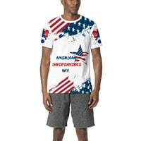 Muška košulja Američka zastava Dan nezavisnosti Ispiši okrugli vrat Slobodne majice kratkih rukava