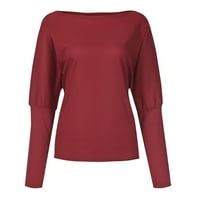 Miayilima Red XL majice za žene dugih ovratnika Čvrsta jedno rukava linija u boji navojna ženska casual
