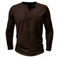 Aueooeu casual majice za muškarce Henley košulje Solid boja V izrez dugih rukava lagana majica bluza