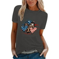 Ženska Ležerna Dan nezavisnosti Love Ispiši majicu Majica s kratkim rukavima Lood Top