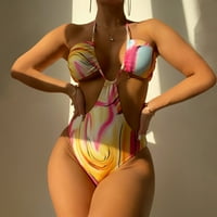 Gotyoou kupaći kostim ženska modna mreža duga za ispis seksi bikinija kupaći kostim žutim m