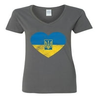 -Neck dame ukrajinski ukrajinski heart logo Love Flag Pride DT majica Tee