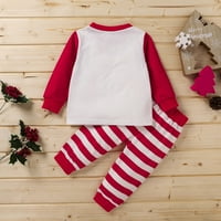 Safuny Outfits Dečiji dečji dečji dečji slovo Santa prugasta štamparska majica + hlače se postavljaju