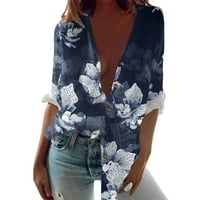 Cool izgled, vruće ponude Hime Trendi Ženski vrhovi Žene Ležerne tipke Print majice Dugi rukav Preveliki