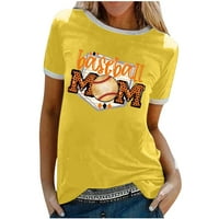 Baseball mamine majice za žene okrugli vrat tiskani kratki rukav trendi bluza casual labavi ljetni praznici