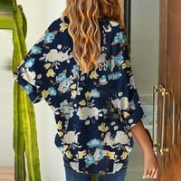 Cotonie ženski V-izrez dugih rukava Flora majica Ležerne prilike ljetna jesenska bluza Slatki osnovni