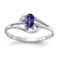 Čvrsta 14k bijelo zlato 5x ovalna tanzanite plava decembar dragi dijamantni angažman prsten veličine 8