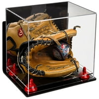 Deluxe akrilna baseball rukavica za prikaz sa ogledalom, zidnim nosačem, crvenim usponima i čistom bazi