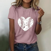 V izrez T majice za žene Loop Fit Pinki Loot Fit Žene Top Žene Ljetna modna majica Bejzbol Ispis kratkih