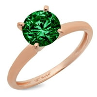 1.5ct okrugli rez zeleni simulirani smaragd 18K ružičastog godišnjice ružičastog angažovanog prstena