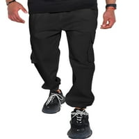 Capreze muški dno ravne pantalone za noge Čvrste boje teretni hlače lagana hlače na sredini struk crni