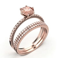 Prekrasna Art Deco 2. Prsten za morgalni i dijamantski ručni ručni ručni prsten, vjenčani prsten, dva