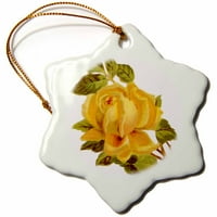 3Droza žuta ruža - ornament za sneg