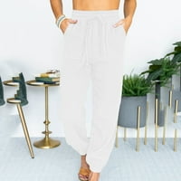 Symoidni ženske casual pantalone - modne casual čvrste visoke čipke labave pantalone sa punim dužinama