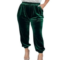 Grianlook Žene Ležerne sa džepovima dno elastične strugove visoke strukske hlače dnevno trošenje pune