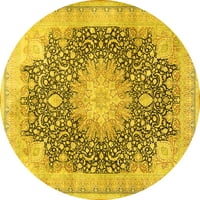 Ahgly Stroj za upotrebu u zatvorenom okruglom medaljonima žute tradicionalne prostirke, 5 '