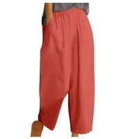 Crne pantalone za žene casual pantalone visoke struke, boju crvene veličine 3xl