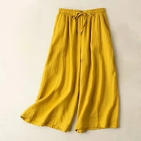 Oalirro pantalone za vuču za žene obrezane hlače Ženska kapriza retro žuta