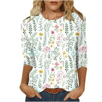 Yyeselk Osnovni vrhovi za žene casual rukavi okrugli vrat Ugodne bluze Trendi elegantni cvjetni print