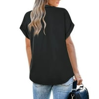 Zermoge ženske majice kratkih rukava vrhovi plus veličine, modna žena kauzalna V-izrez čvrsta bluza