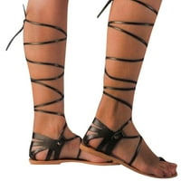 OAVQHLG3B Ženske sandale na čišćenju Ženske ljetne čipke ravne solidne boje otvorenih nožnih sanduka
