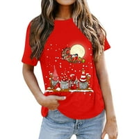 LeylayRay vrhovi za žene Ženske modne povremene božićne tiskane majice s kratkim rukavima TOP CRVE XXXL