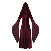Aboser Renesansne haljine za žene Jesen Modni svi Hallows 'Eve s kapuljačom Vintage Trumpet rukava Goth haljina vještica vampira kostimi