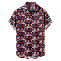 4. jula muške havajske majice SAD Nacionalna zastava Boja blok 3D košulja COLLAR CLUB KLIJENJE KUPAČA Odjeća s ulicom ulična odjeća i gotiko ljeto