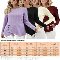 Bomotoo Žene Ležerne prilike Dugmas Dekor labav pulover Radnoj boji Majica Čvrsta boja Purple XL