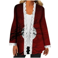 Strungten ženska modna casual print čipka sa dugim rukavima kardigan jakna