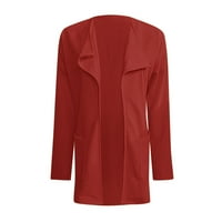Ženske modne dame Soild V-izrez kardigan dugih rukava džepova s ​​gornjom odjećom jakna Ženski kardigan crveni xxxl